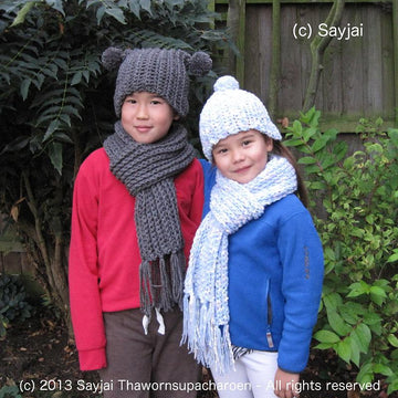 Easy Hat, Scarf and Neck Warmer Crochet Patterns in 4 sizes: Baby to Teen/Adult