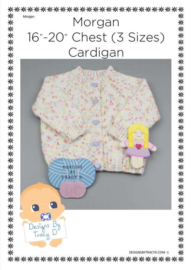 Morgan simple baby knitting pattern 3 sizes 0-12mths
