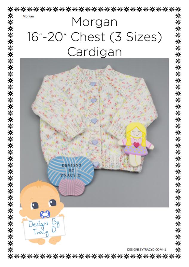 Morgan simple baby knitting pattern 3 sizes 0-12mths
