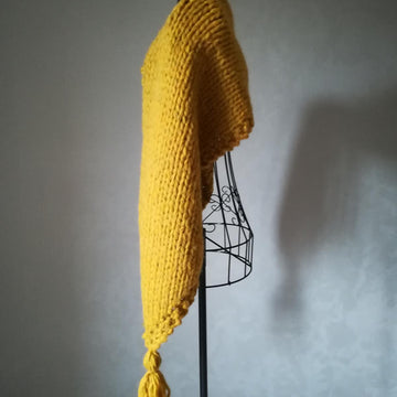 Mustard Maxi scarf stole with Tassels / Echarpe