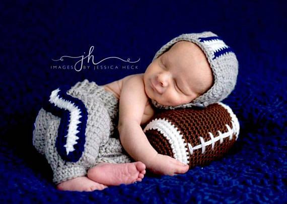 Baby Football Hat Pants and Plush Football - Johnny Set