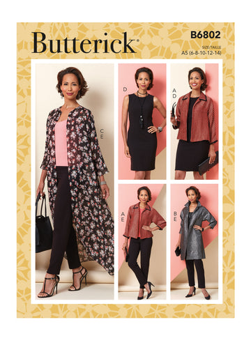 Butterick Misses' Jacket, Dress & Pants B6802 - Sewing Pattern