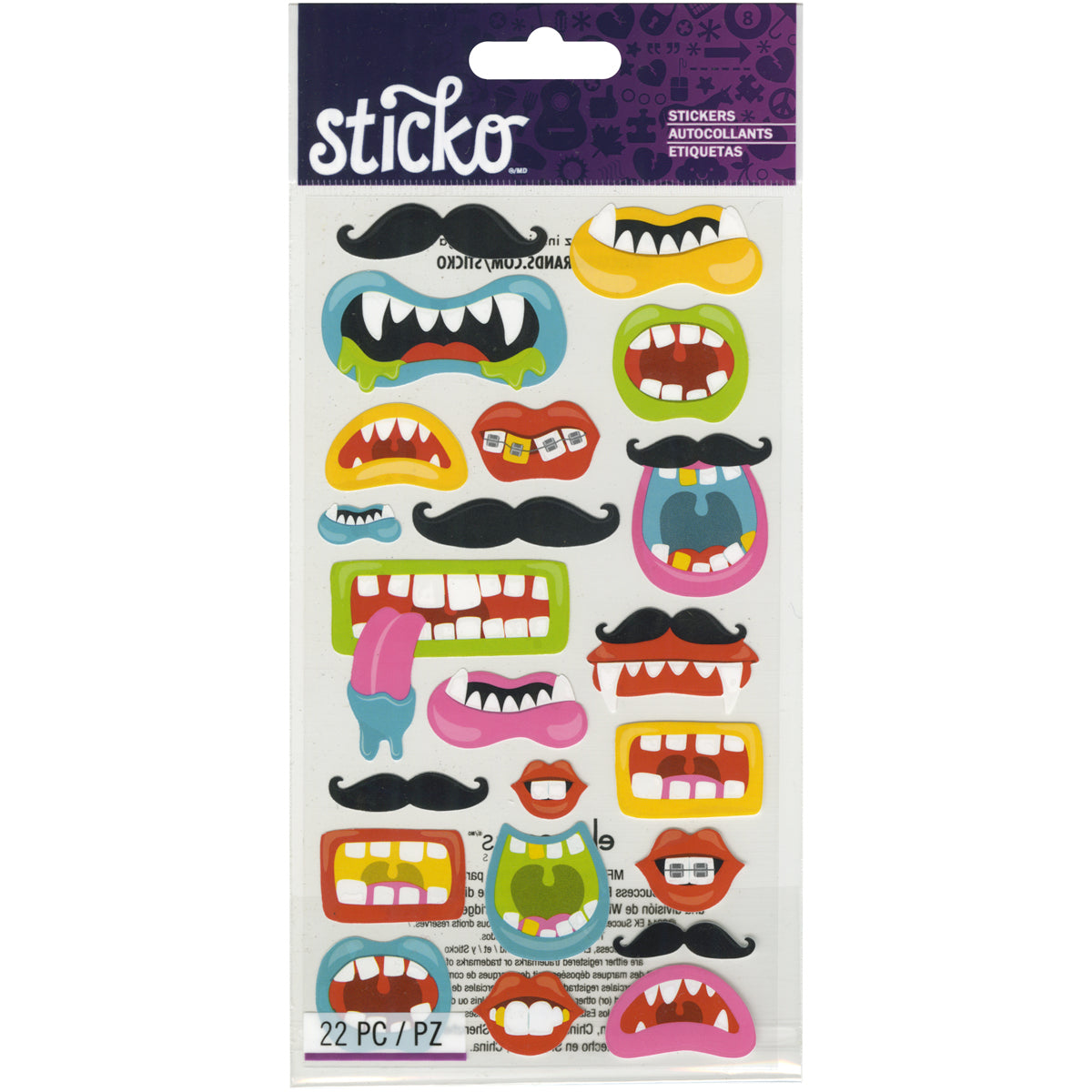 Sticko Stickers - Funny Mouths & Mustaches