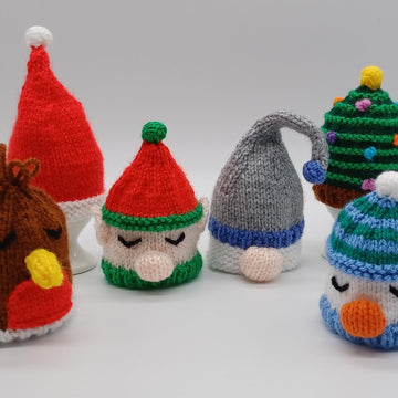 Christmas Egg Cosy/Bauble Knitting Pattern Snowman Robin Gone