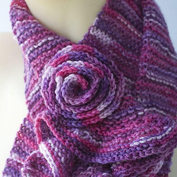 Ruffle Edged Scarf with Flower Scarf Pin