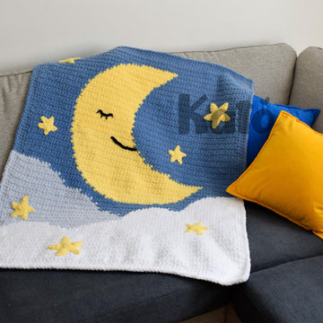 Crochet baby blanket pattern with Moon and Stars - Sweet dreams