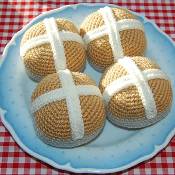 Crochet Pattern for Easter Hot Cross Buns - Crochet Kitchen