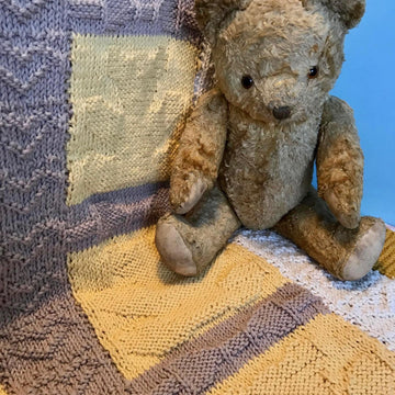 Bears and Bows Baby Blanket (Afghan) in Cotton Aran