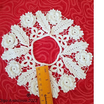 Crochet lace decor for pumpkin and table