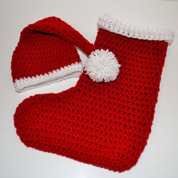 Christmas Stocking Cocoon & Santa Hat Photo Prop