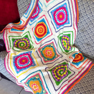 Boxed Floral Squares Blanket Pattern