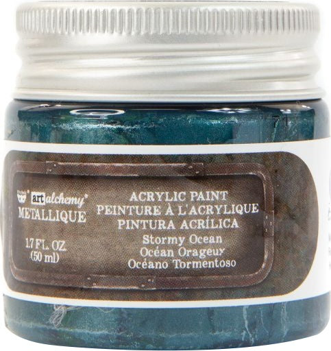 Prima Marketing Finnabair Art Alchemy Metallique Acrylic Paint 1.7oz - Stormy Ocean