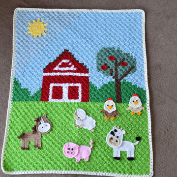 Farm animal friends applique blanket