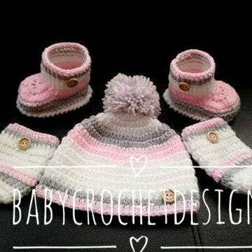Cozy Baby hat booties and mittens