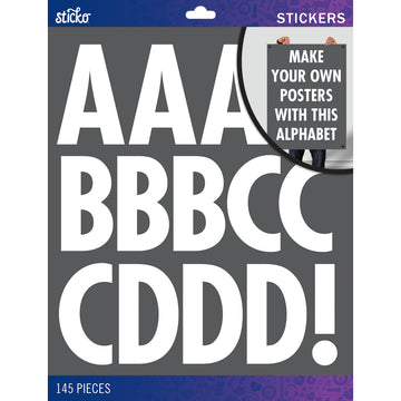 Sticko XL Alphabet Stickers - White Futura Regular XL