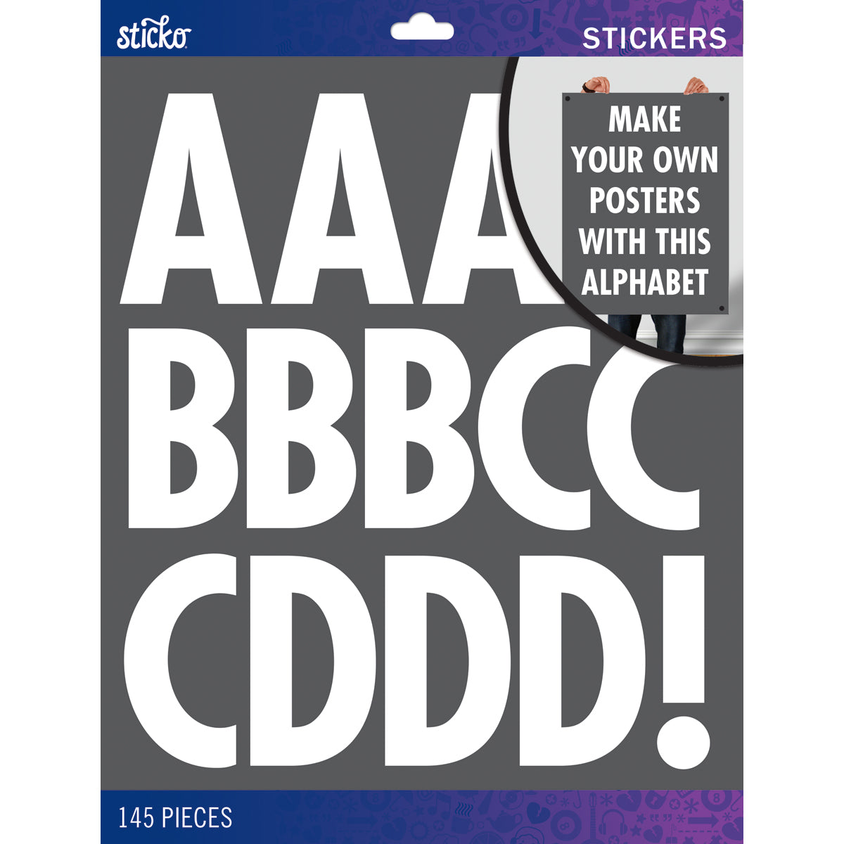 Sticko XL Alphabet Stickers - White Futura Regular XL