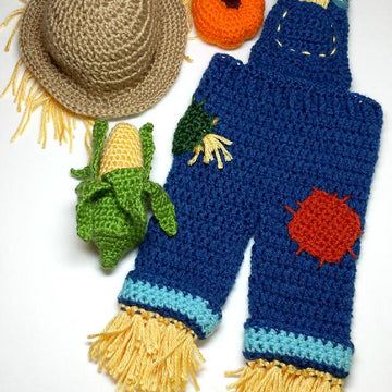 Newborn Scarecrow Outfit with Corn and Pumpkin