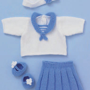 Baby Dolls Sailor Top, Skirt, Pants, Shoes & Headband in Hayfield Bonus DK - 2484 - Downloadable PDF