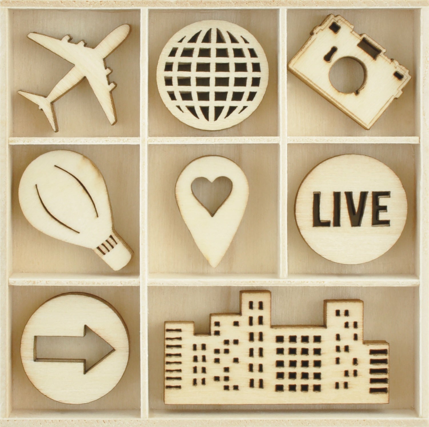 Kaisercraft Wood Mini Themed Embellishments - Fly Away, 40/Pkg