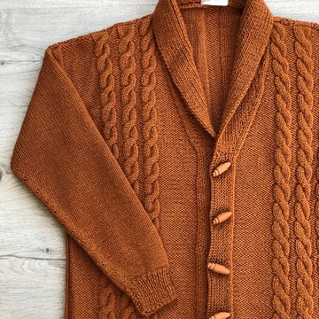 Roll Collar Jacket with Cables