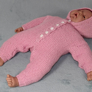 Newborn Baby Moss Stitch Hoodie Onesie