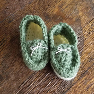 Baby moccasins worked flat