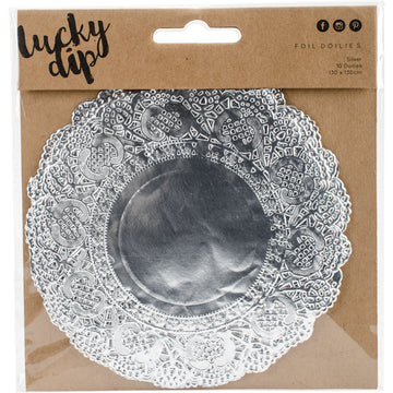 Kaisercraft Lucky Dip Foil Doilies 5" Round 10/Pkg - Silver
