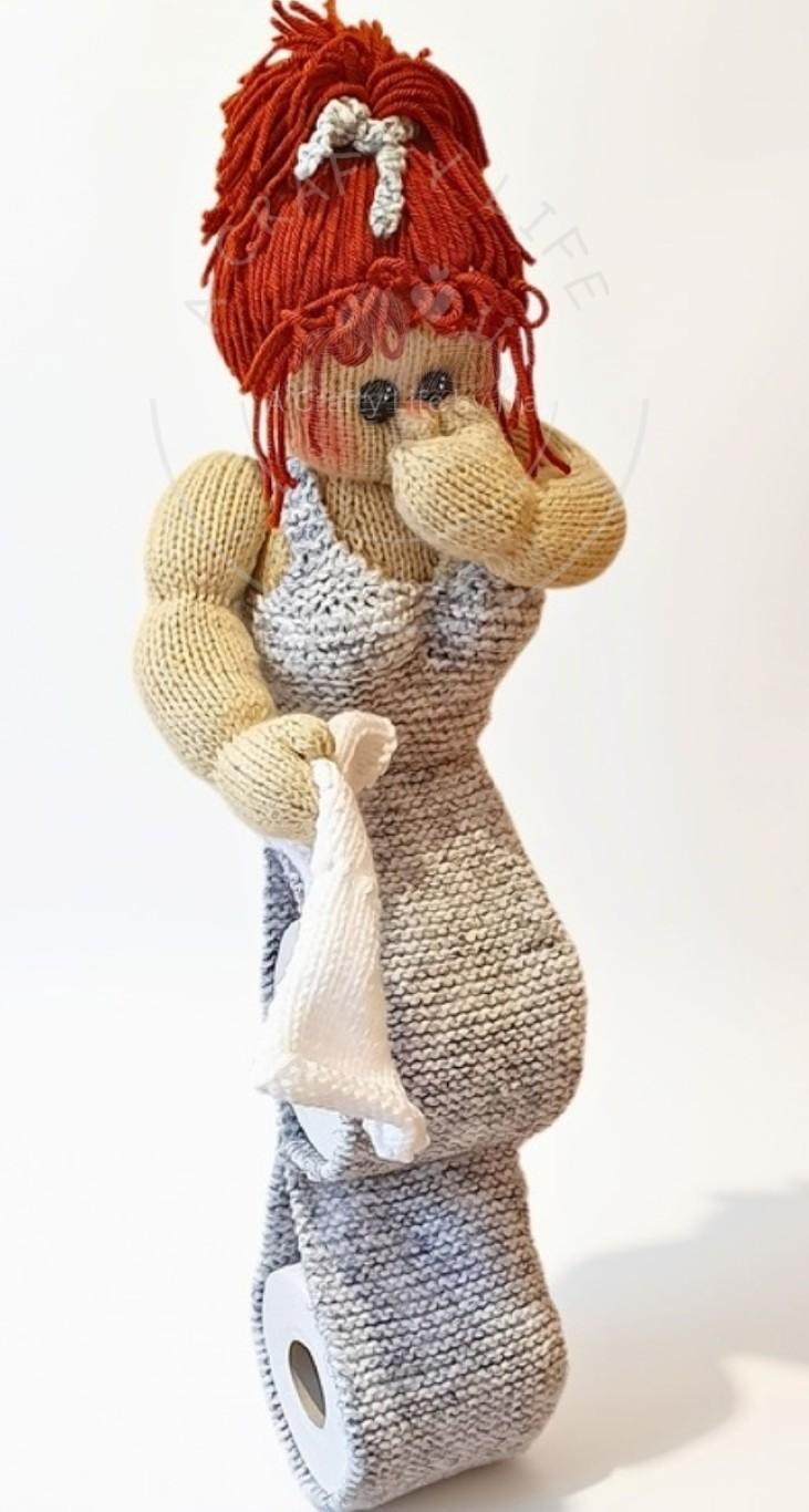 PDF Knitting Pattern for Lucy Loo Toilet Roll Holder