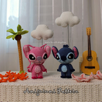 Stitch & Angel Amigurumi Pattern – Inspired Fanart PDF (US Terms)