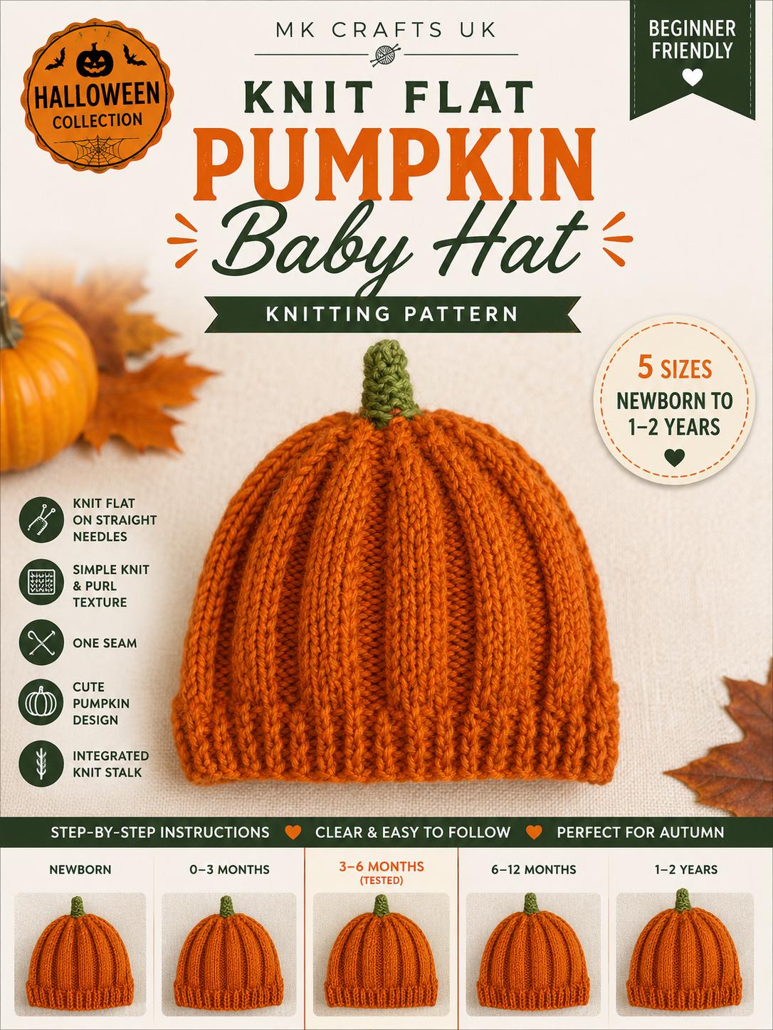 Knit flat pumpkin hat