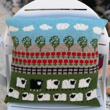 Sheep and Poppies Cushion