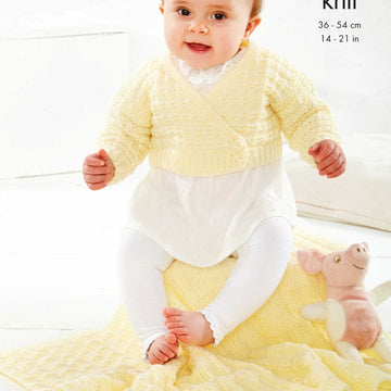 Crossover Cardigan, Hooded Jacket, Bootees and Blanket Knitted in King Cole Baby Safe DK - 5769 - Downloadable PDF