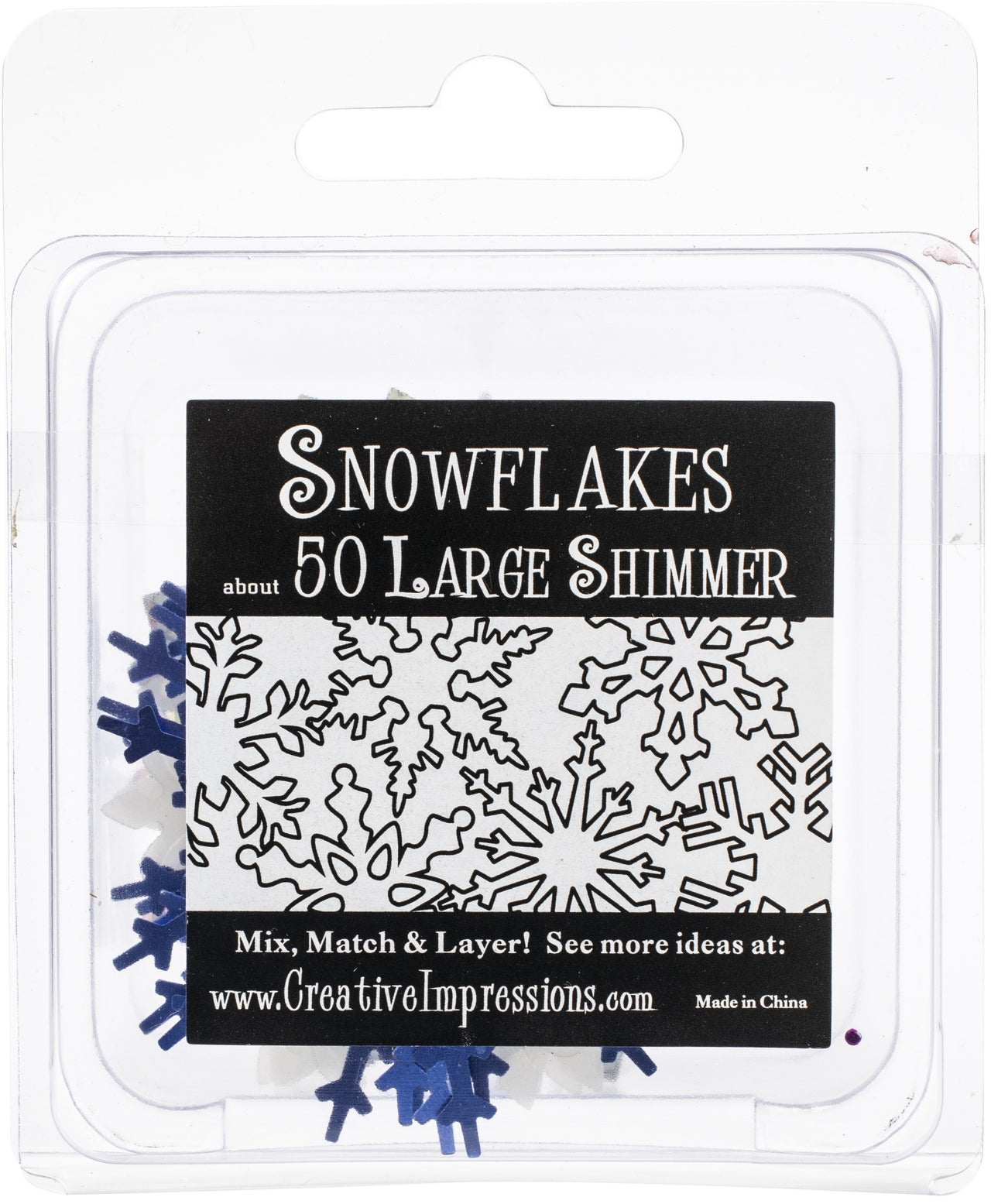 Creative Impressions Large Shimmer Snowflakes 2" 50/Pkg - 202786