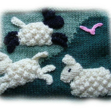 LAMBS & LULLABIES pram or cot cover knitting pattern by Georgina Manvell