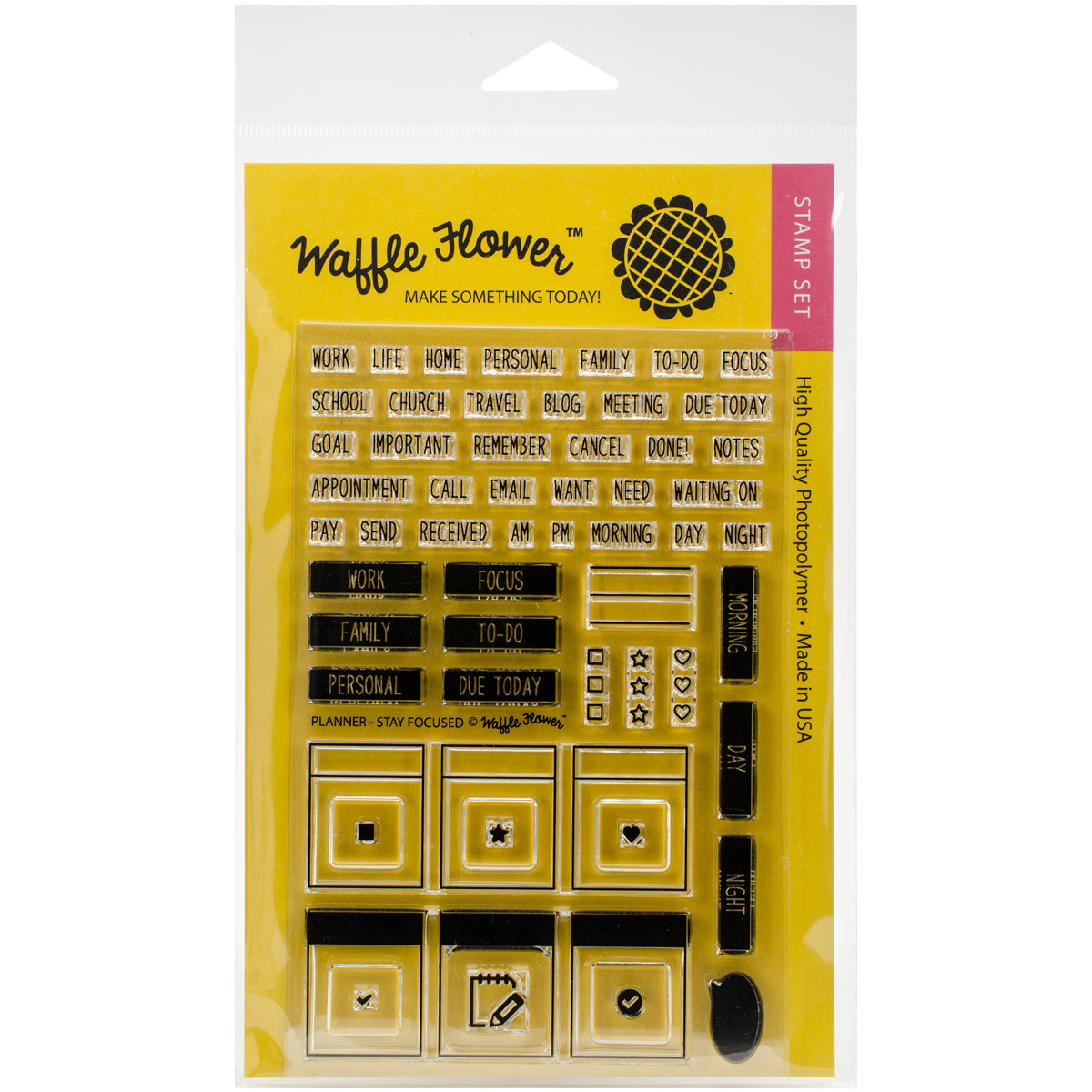 Waffle Flower Crafts Clear Stamps 4"X6" - Planner-Stay Focused