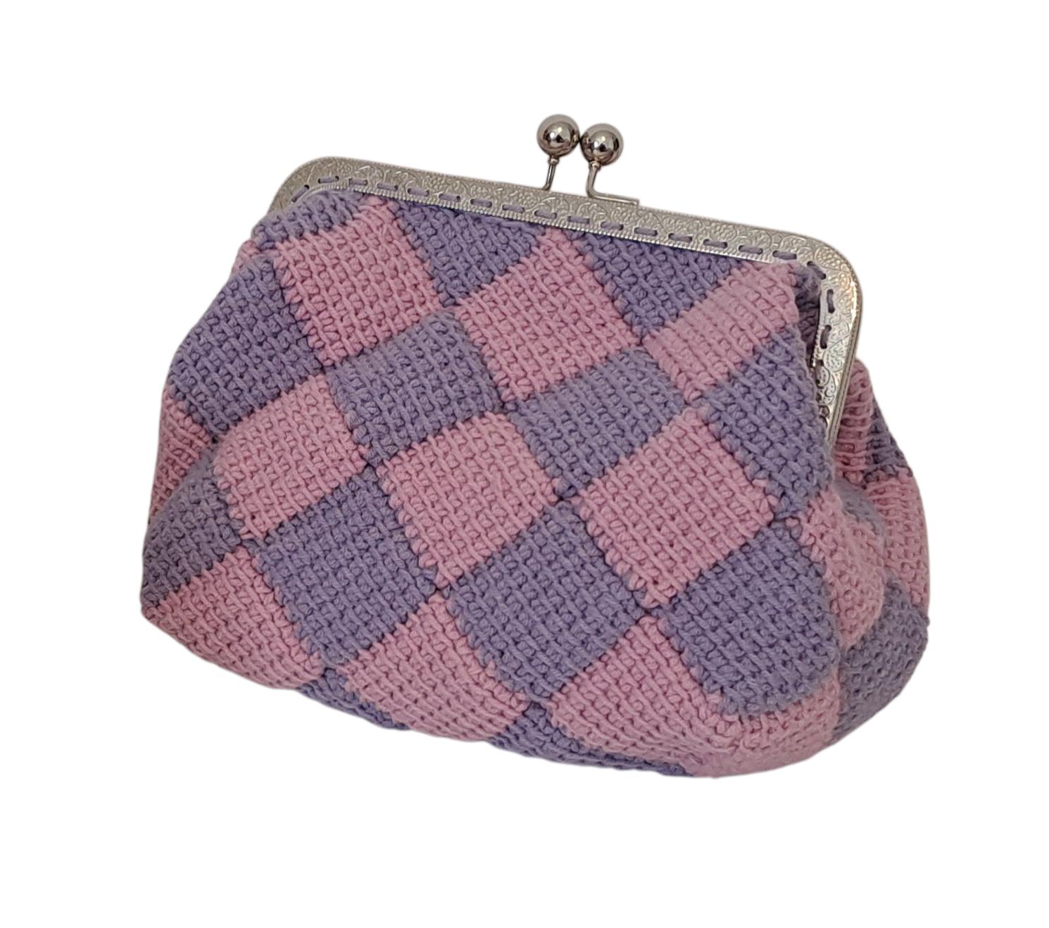 Checked Kiss Clasp Purse
