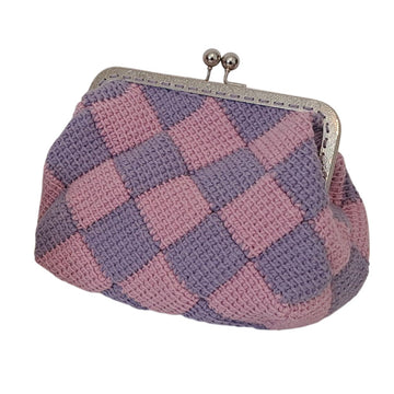 Checked Kiss Clasp Purse