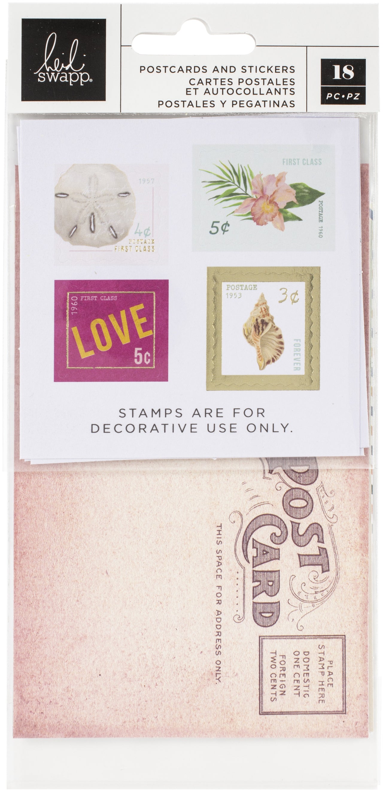 American Crafts Heidi Swapp Art Walk Postcards & Stamps 18/Pkg - 620324