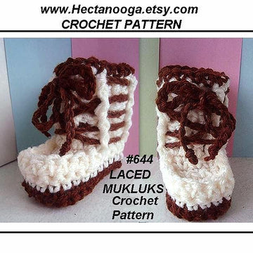 644, LACED MUKLUK BOOTIES OR SLIPPERS