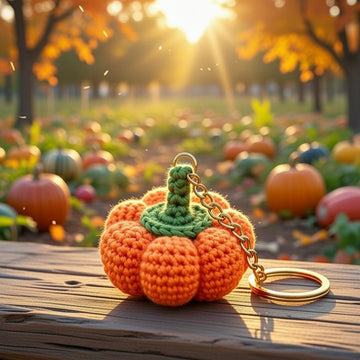 Pumpkin Keychain Crochet Pattern (PDF + Video Tutorial) – Beginner