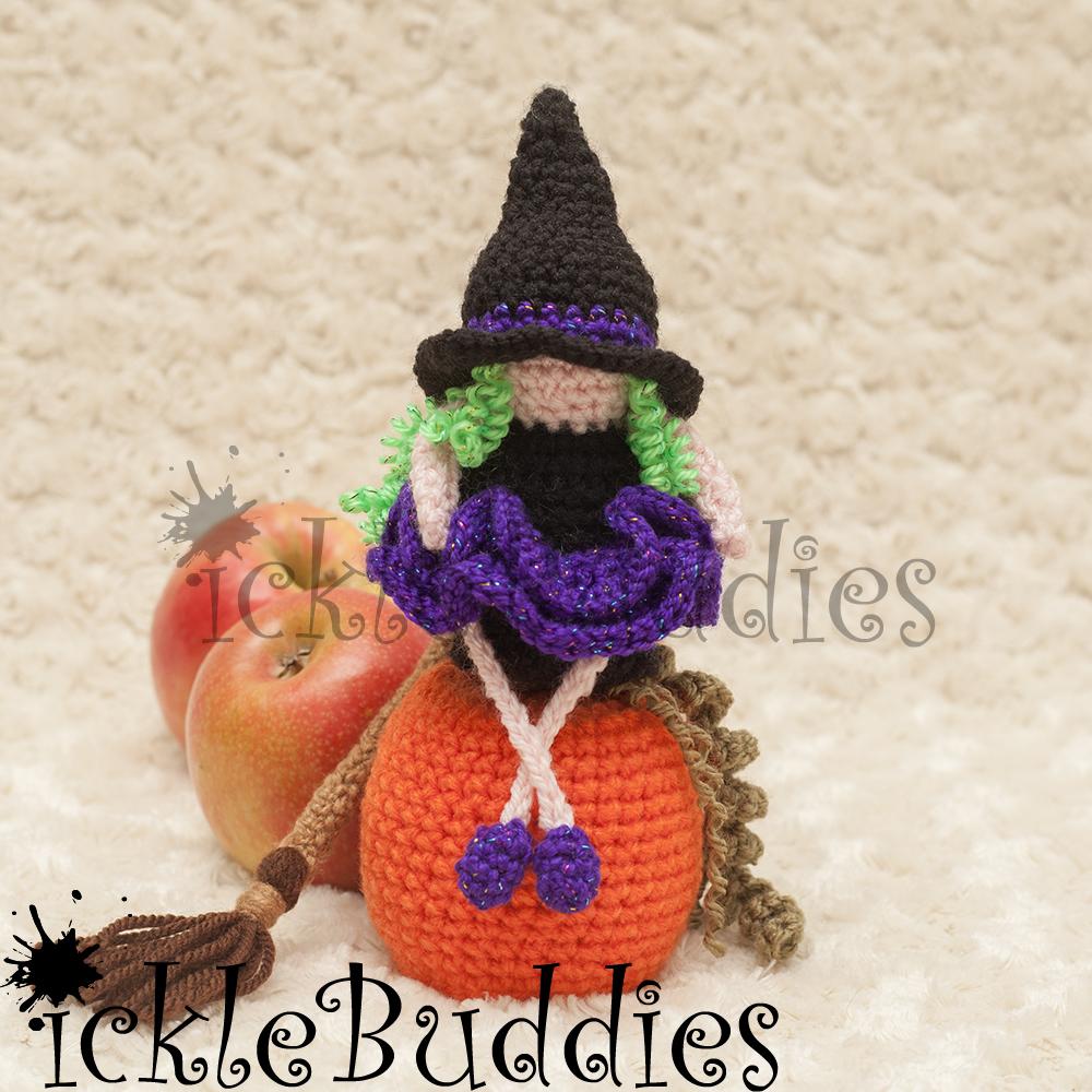 Witch with Pumpkin Chocolate Orange Cover Crochet Pattern UK Terminology