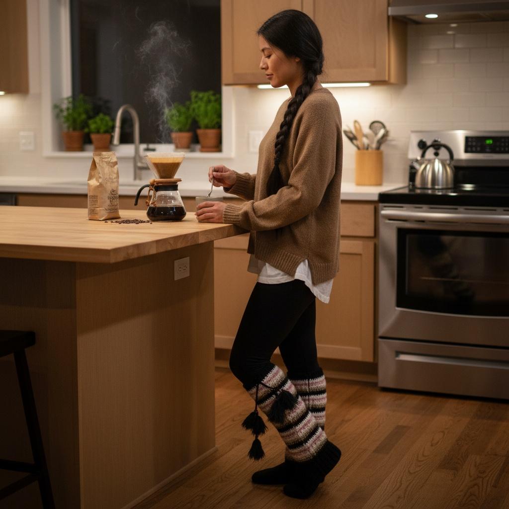 Feathered Knee High Slippers