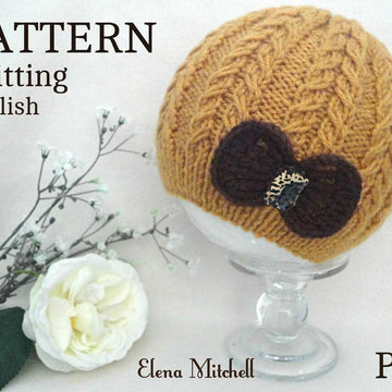 Knitting PATTERN Baby Hat with Crochet Bow 0 - 12 months