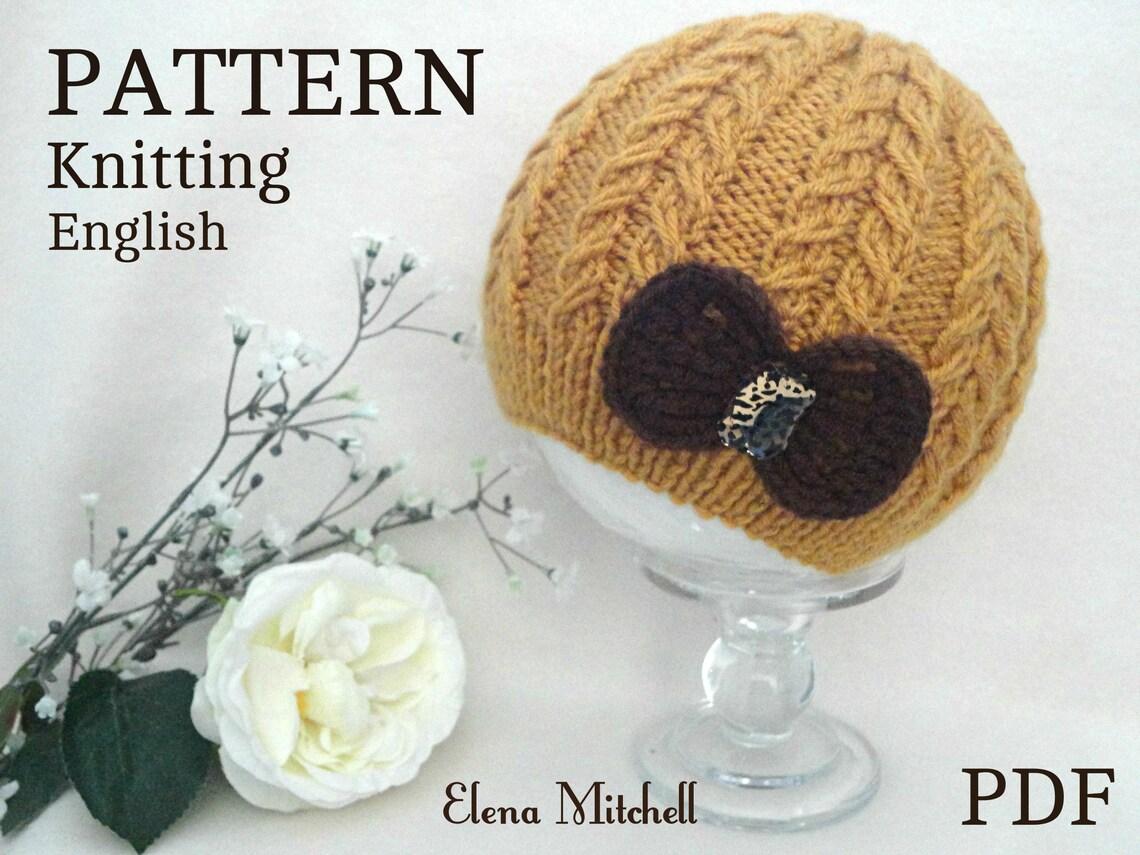 Knitting PATTERN Baby Hat with Crochet Bow 0 - 12 months