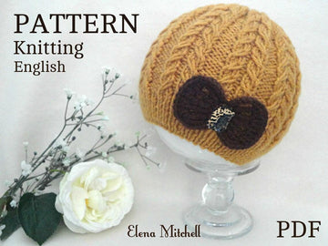 Knitting PATTERN Baby Hat with Crochet Bow 0 - 12 months