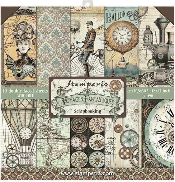 Stamperia Intl Stamperia Double-Sided Paper Pad 12"X12" 10/Pkg - Voyages Fantastiques, 10 Designs/1 Each