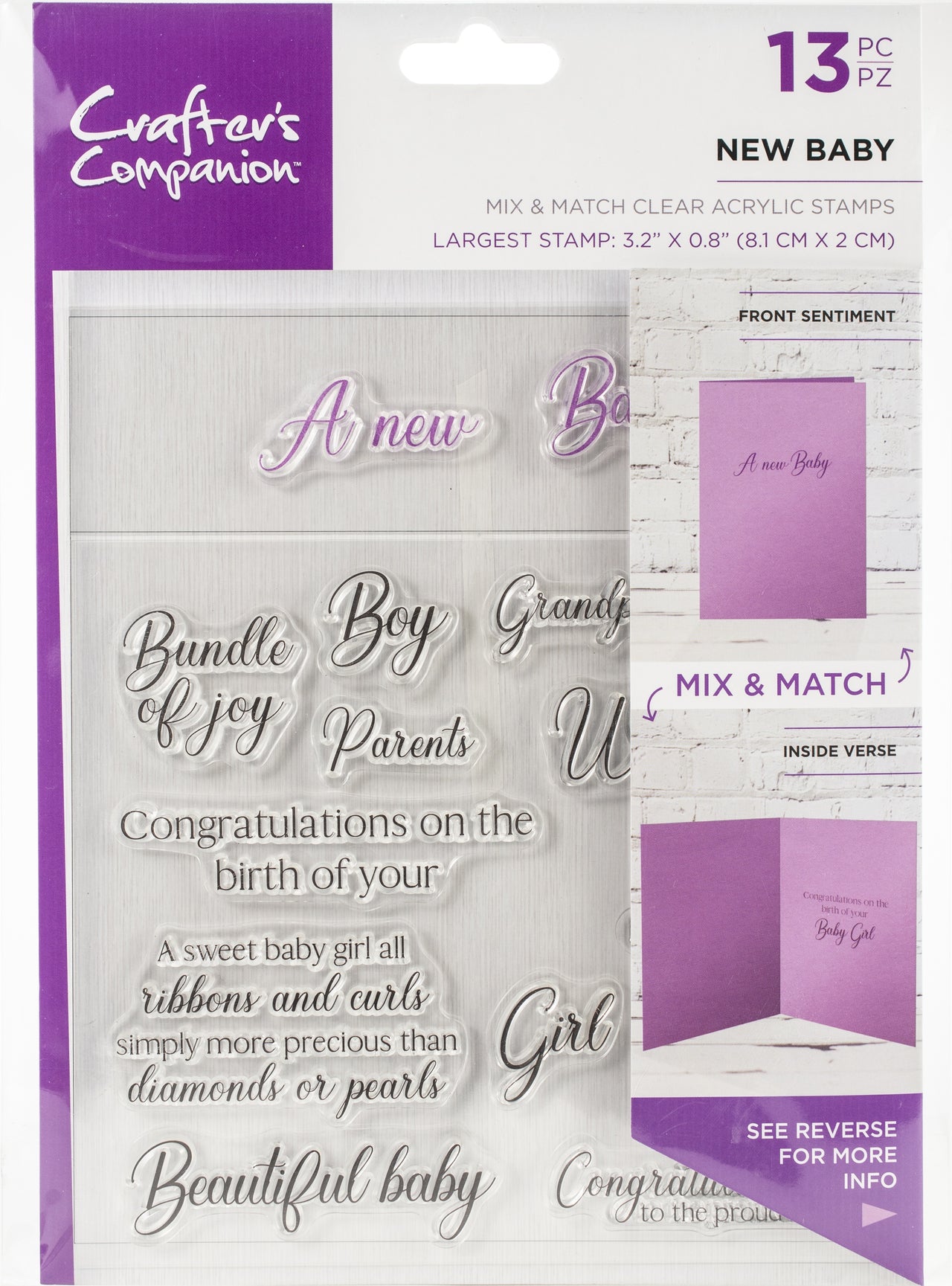 Crafter's Companion Mix & Match Clear Stamps - New Baby