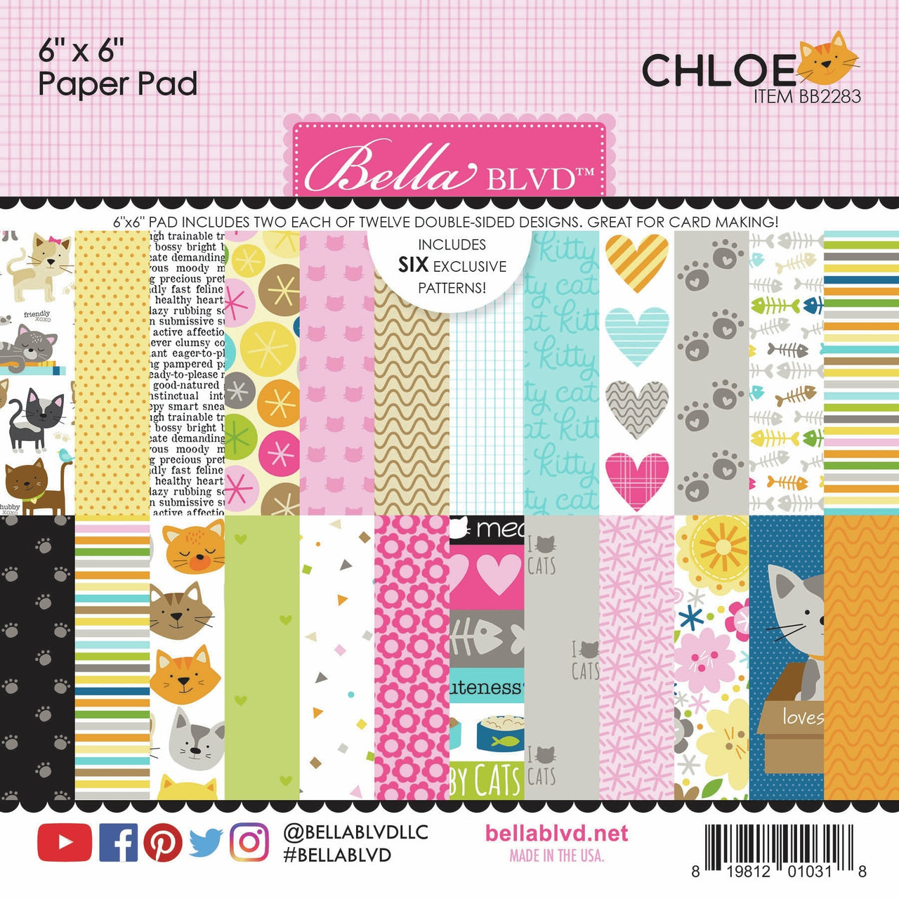 Doodlebug Bella Blvd Double-Sided Paper Pad 6"X6" 24/Pkg - Chloe, 12 Designs/2 Each