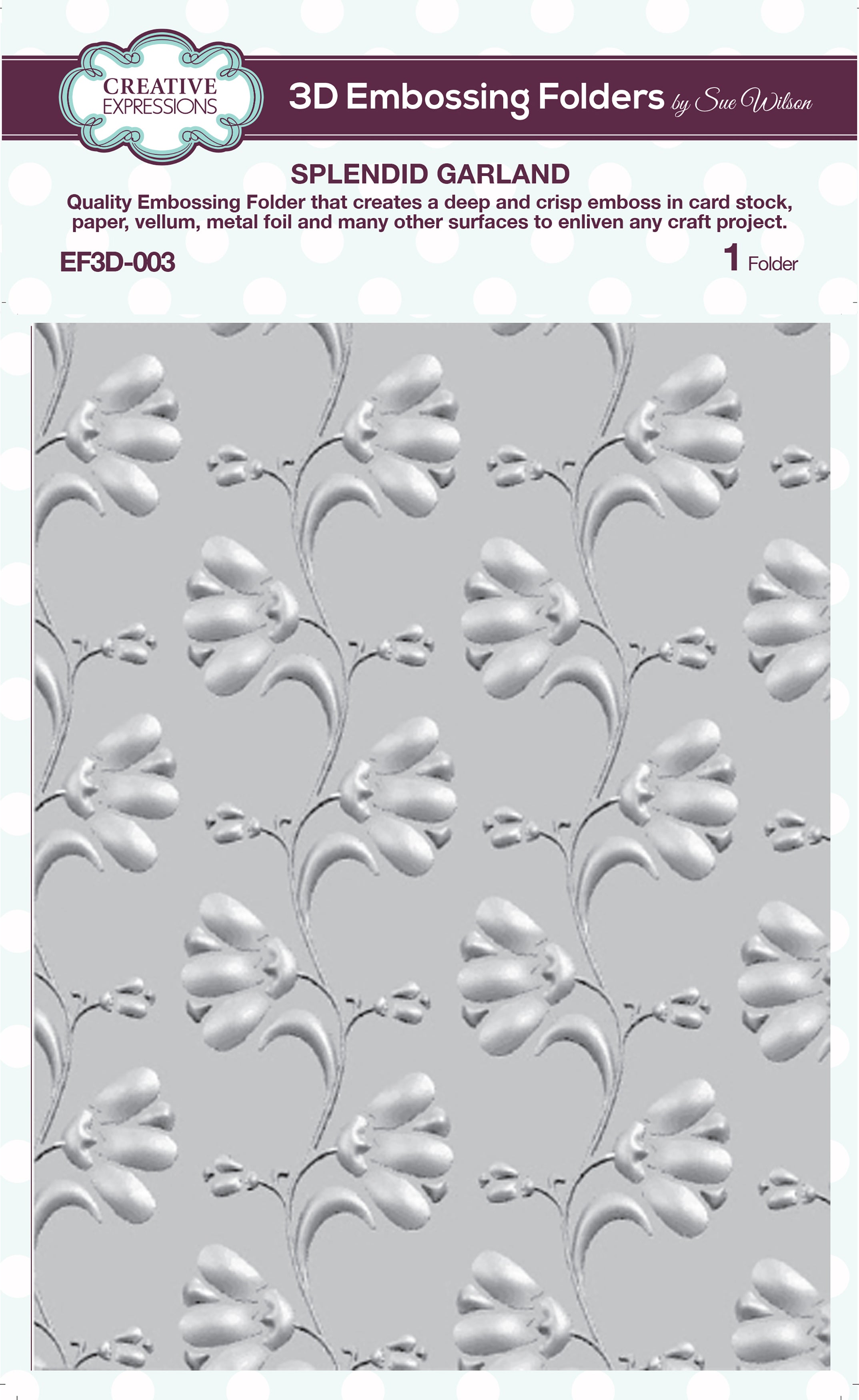 Creative Expressions 3D Embossing Folder 5.75"X7.5" - Splendid Garland
