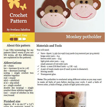 080 Monkey potholder or decor